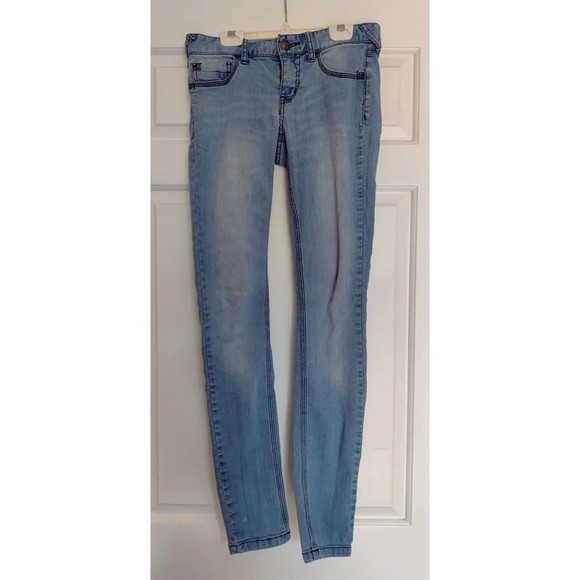 Free People Women's Jeans 27 Skinny Jean Mid Rise Light Blue Rustic Distressed - Picture 2 of 16